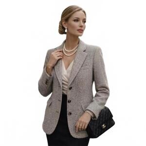 L.L. Bean Wool Herringbone Tweed Classic Tailored Blazer - Women’s Size 16P